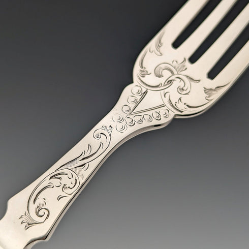 19 世紀末英國古董純銀魚餐具 3 對約翰吉爾伯特